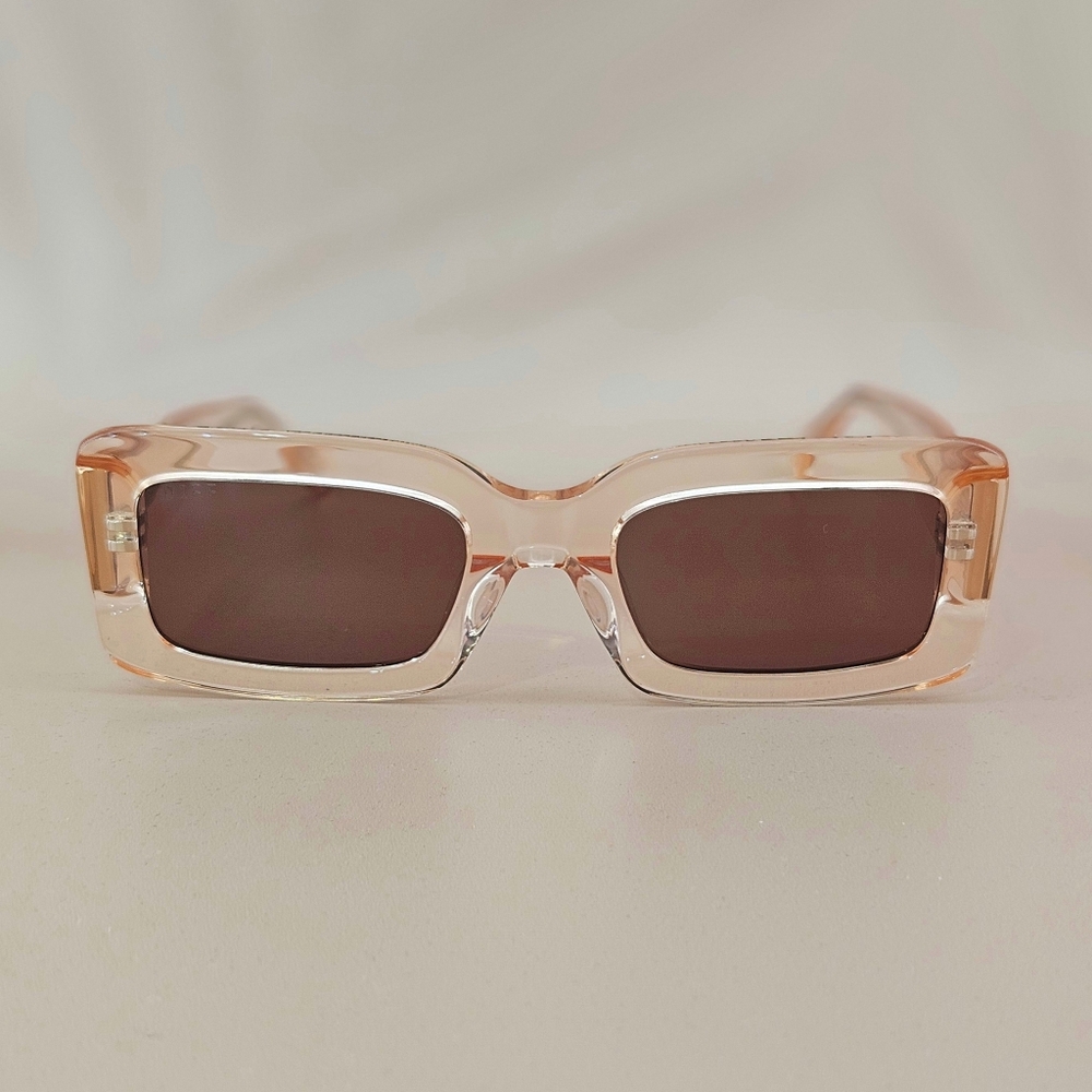 DIFF Sunglasses Vintage Rose Crystal Brown Indy Rectangular Acetate Vacation